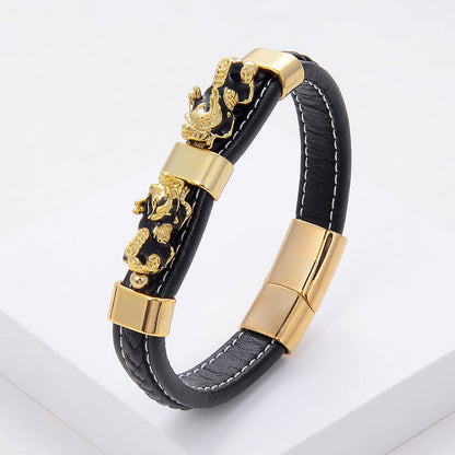 Vintage Braided Leather Rope Bracelet Stainless Steel b7179815 4c9f 422c 9cc0 7e3d883c11fc
