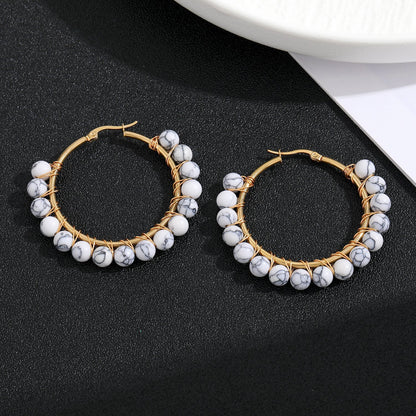 Natural Stone Stainless Steel Winding Earrings b719d38c 56ac 4ece a9bb 936d5a83c826