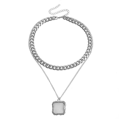 Double Layer White Shell Necklace Fashion Personality Metal b72ab6ec a473 4232 8c66 68078223262f