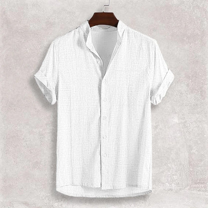 Men's Stand Collar Cotton Cardigan Short Sleeve Thin b73c4a27 1418 4610 9081 d2964707258a