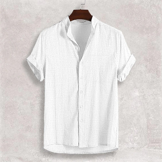 Men's Stand Collar Cotton Cardigan Short Sleeve Thin b73c4a27 1418 4610 9081 d2964707258a