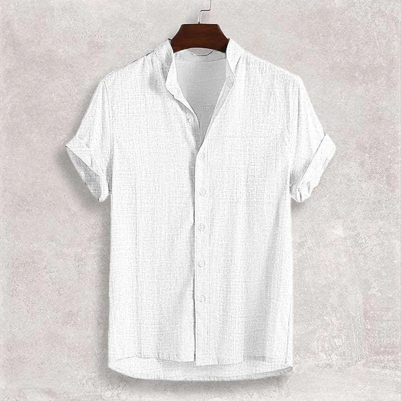 Men's Stand Collar Cotton Cardigan Short Sleeve Thin b73c4a27 1418 4610 9081 d2964707258a 72291289 d210 487c af77 b13b0da11f9