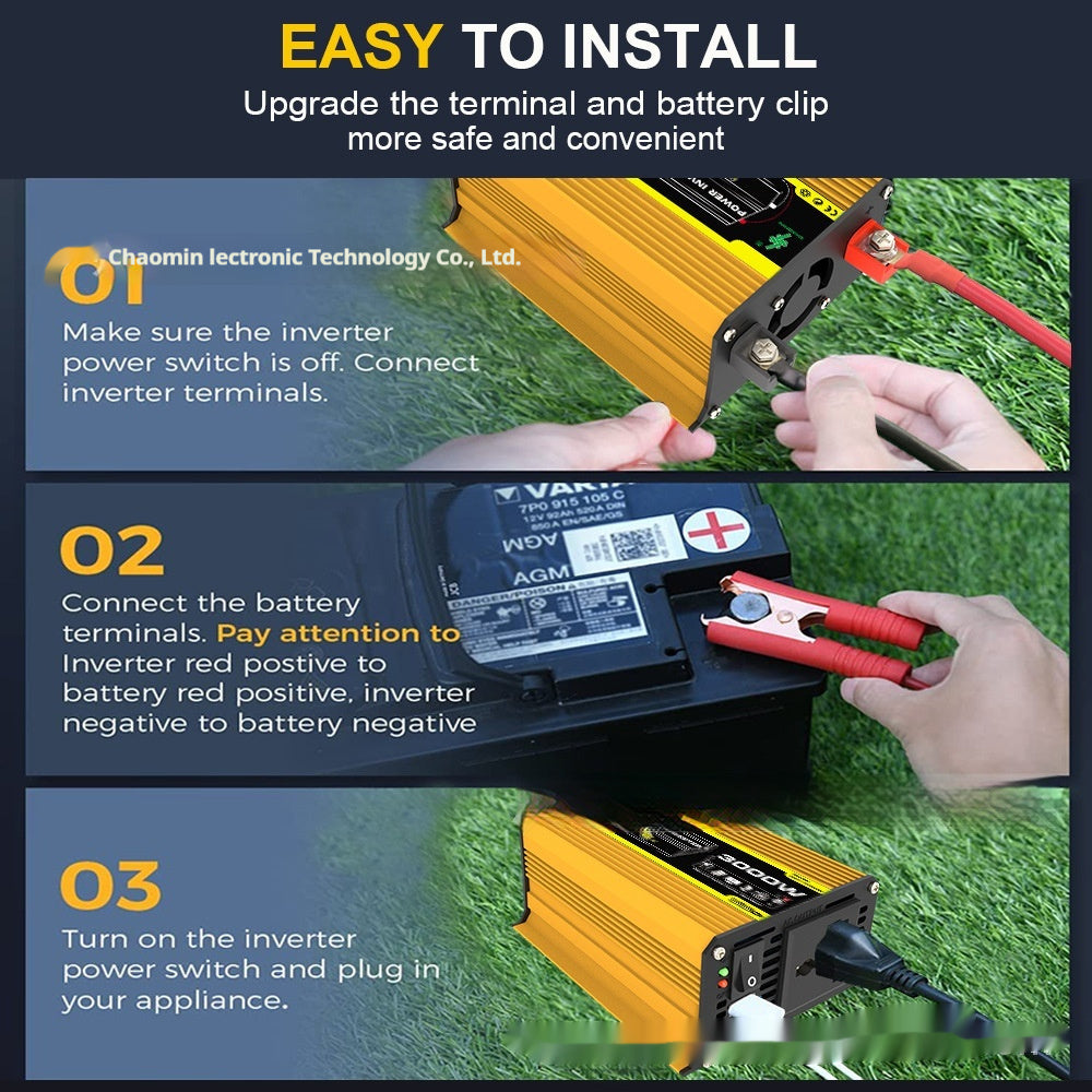 Inverter 12V To 220V110V3000W Vehicle Solar Power Conversion Inverter Off-grid High Frequency Correction b77f0186 850a 44a3 a