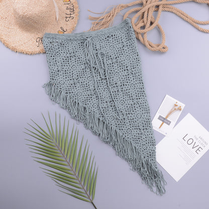 European And American Women's See Through Hollow Knitted Skirt With Slanted Fringe Beach b7ae2db6 c522 4dac b5ff 0fb1ec0e9577