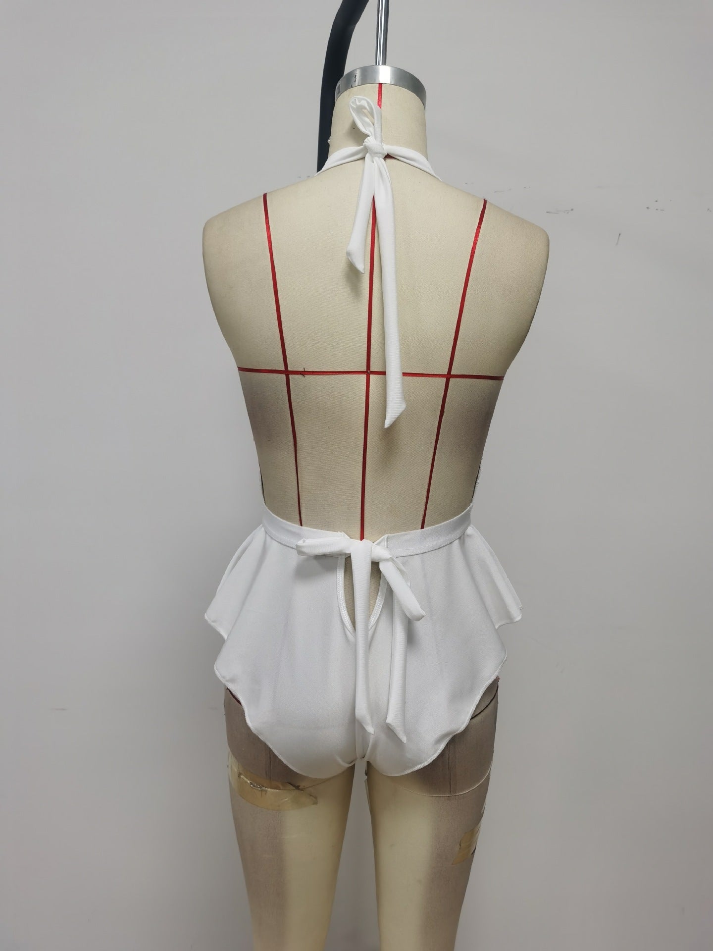 Embroidered One Piece Suit White Lace Leaky Back Mesh b7c10a36 b12a 4c30 b1e6 b6dd64fc97a6