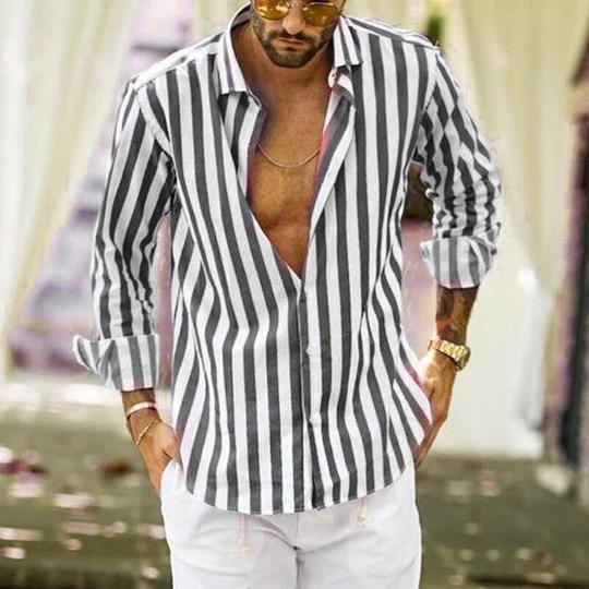 Striped Long-sleeved Casual Men's Shirt b83437ea 3226 4f4d 983e c481e54fc3fe