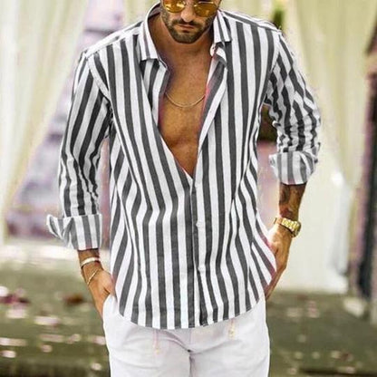 Striped Long-sleeved Casual Men's Shirt b83437ea 3226 4f4d 983e c481e54fc3fe
