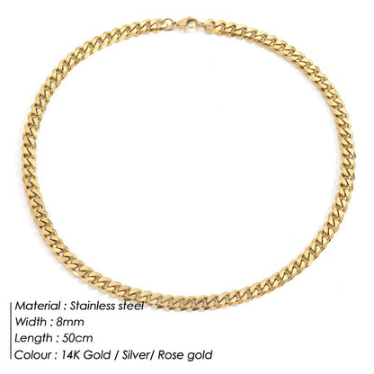 Stainless Steel Necklace 14K Gold Plated Cuban Chain Clavicle Chain b84b6826 850d 46d6 b127 4e89ff7bbc99