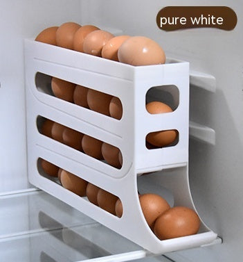 Refrigerator 4-Layer Automatic Egg Roller Sliding Egg Tray Refrigerator Side Door Large Capacity Holder Egg Storage Box Kitch