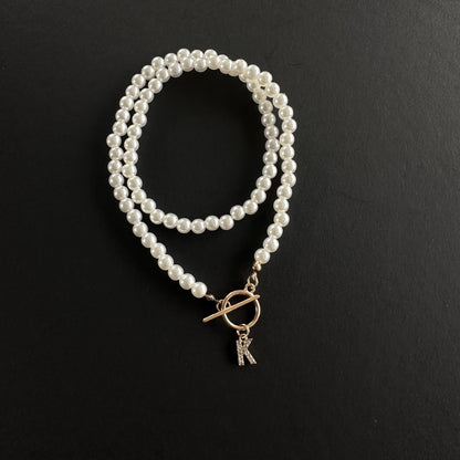 Pearl Chain OT Buckle Inlaid 26 Letter Necklace Ornament b85dae88 0ad2 4b6d a187 fe8351227776
