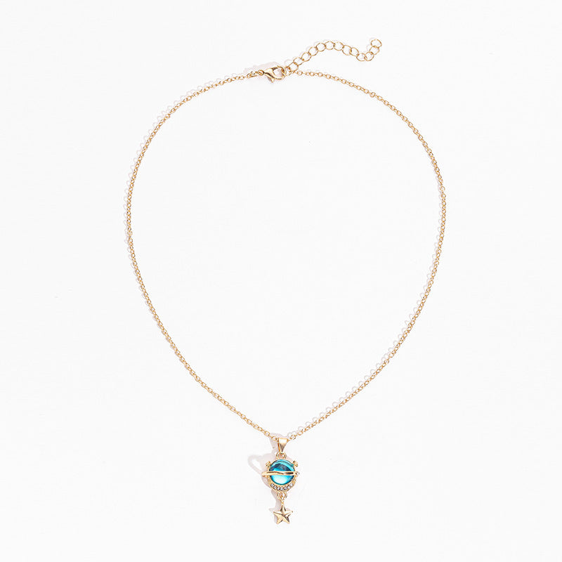 Fashion Diamond Planet Pendant Alloy Necklace For Women b88ca421 44fd 4e7d 9ad6 8a665d23f659