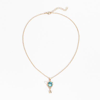 Fashion Diamond Planet Pendant Alloy Necklace For Women b88ca421 44fd 4e7d 9ad6 8a665d23f659
