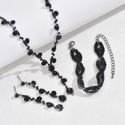 Fashion Crystal Necklace Ear Stud Bracelet Jewelry Accessories