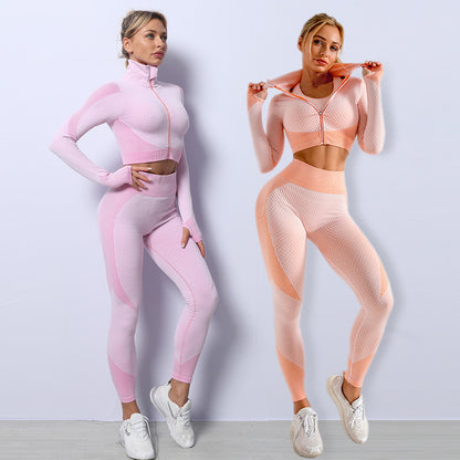 3PCS Yoga Set Seamless Sport Set Women Gym Clothing Leggings Women Crop Top Sports Bra Women Fitness Gym Set Womens Outfits Tracksuit - HD Wireless Product #3
