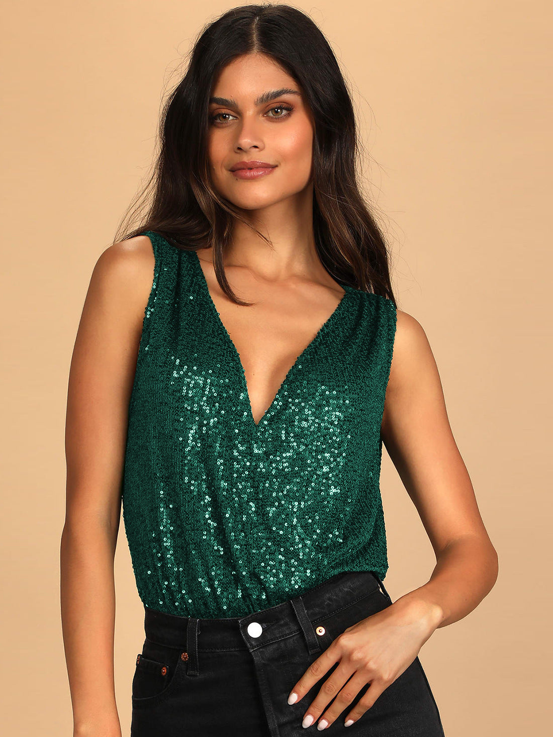 Lace Stitching Sequin Bottoming Shirt Inner Wear Outer Wear Jumpsuit b8d55973 ceb1 4830 b6fc 2afa5d193884
