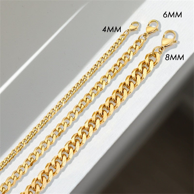 Stainless Steel Necklace 14K Gold Plated Cuban Chain Clavicle Chain b8dd1787 e7d3 40ff 9f7d 381c1734e86e