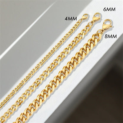 Stainless Steel Necklace 14K Gold Plated Cuban Chain Clavicle Chain b8dd1787 e7d3 40ff 9f7d 381c1734e86e