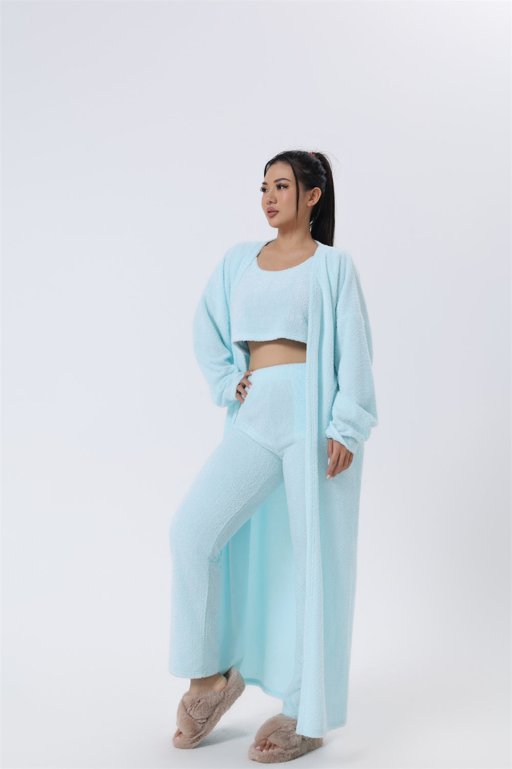 Cozy Pajama Set, 3 Piece Lounge Set, Cute Loungewear, Warm Suit Sets, Matching Set, Lounge Set, 3 Piece Pant Sets, Women Wint