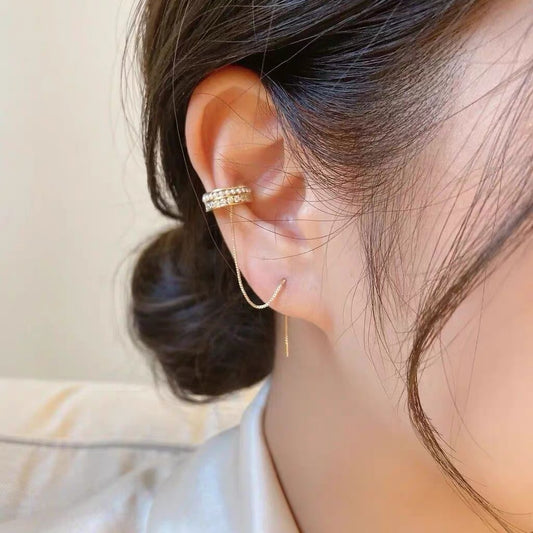 Women's Simple Pearl Chain Ear Cuff Earrings b9050bd9 fdcf 4e7e ba08 49a161037487