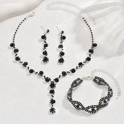 Fashion Crystal Necklace Ear Stud Bracelet Jewelry Accessories