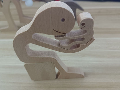DIY Figurine Wood Dog Ornament Sculpture Home Decoration A Man A Dog Wood Sculpture Christmas Gifts Model Decor b928ff7b 8abc