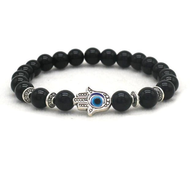 8mm Palm Eye Volcanic Stone Elastic Line Yoga Bracelet - HD Wireless Product #5