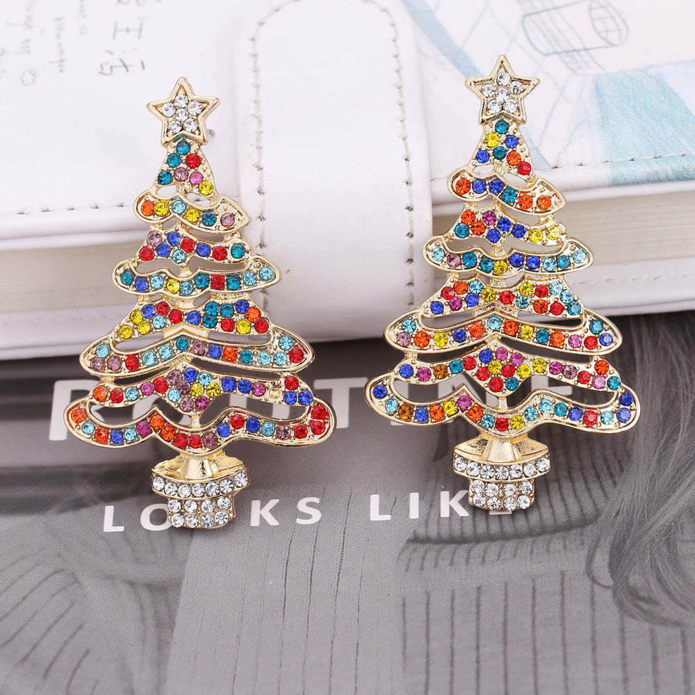 Hollow Out Christmas Tree Earrings With Diamonds b945a8b3 4e9e 42db 9bc5 3fa8df83a56d