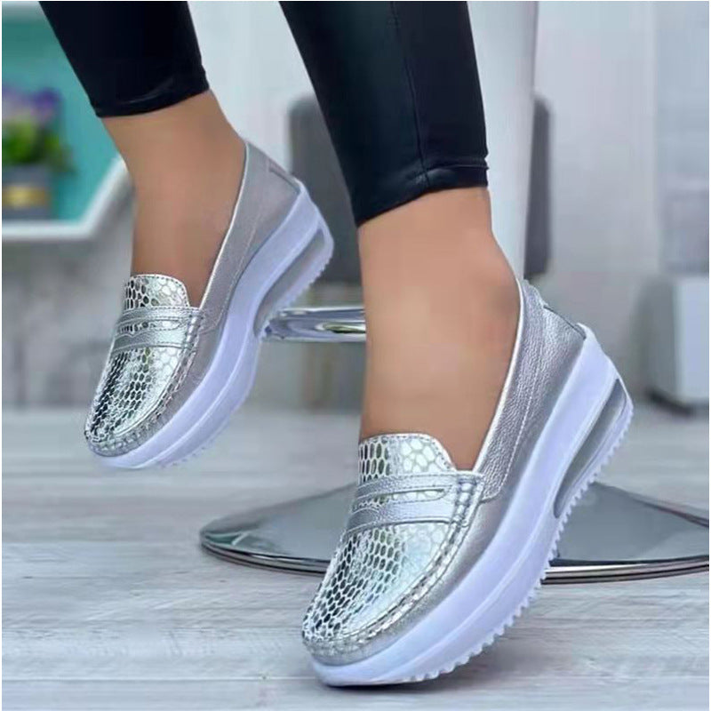 New Casual Pumps Women's Autumn Solid Color Round Toe Low-top Belt Buckle European And American Soft Bottom Work Shoes Peas S