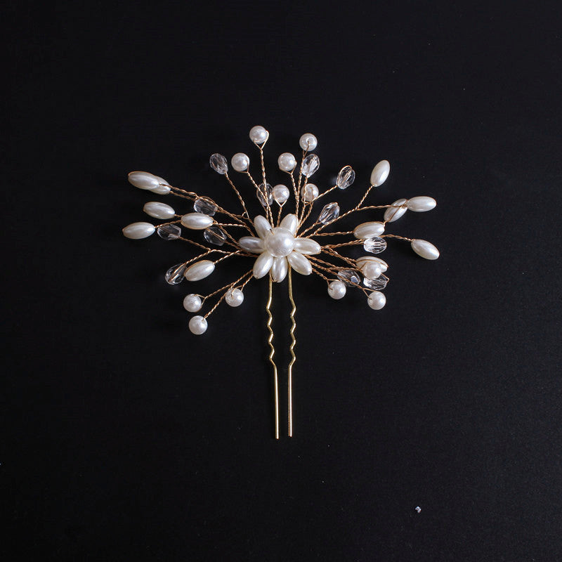 Korean Exquisite Pearl Comb Diamond Crystal Fork Handmade Hairpin Bridal Headwear Accessories b96e2d87 0cc9 4c72 ae6c c4dce67