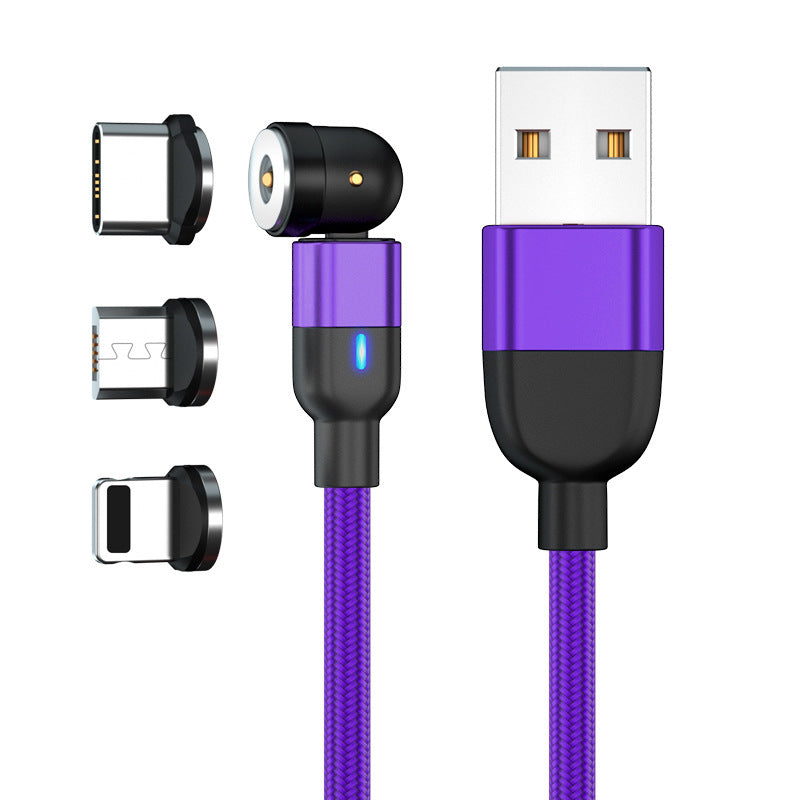 Data Cable 540 Degree Blind Suction Round Magnetic Charging Cable Three-in-one Bent Magnetic Cable - 图片 8