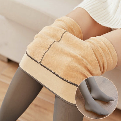 Fake Translucent Plus Size Leggings Fleece Lined Tights Fall And Winter Warm Fleece Pantyhose Women Fleece Lined Pantyhose Th