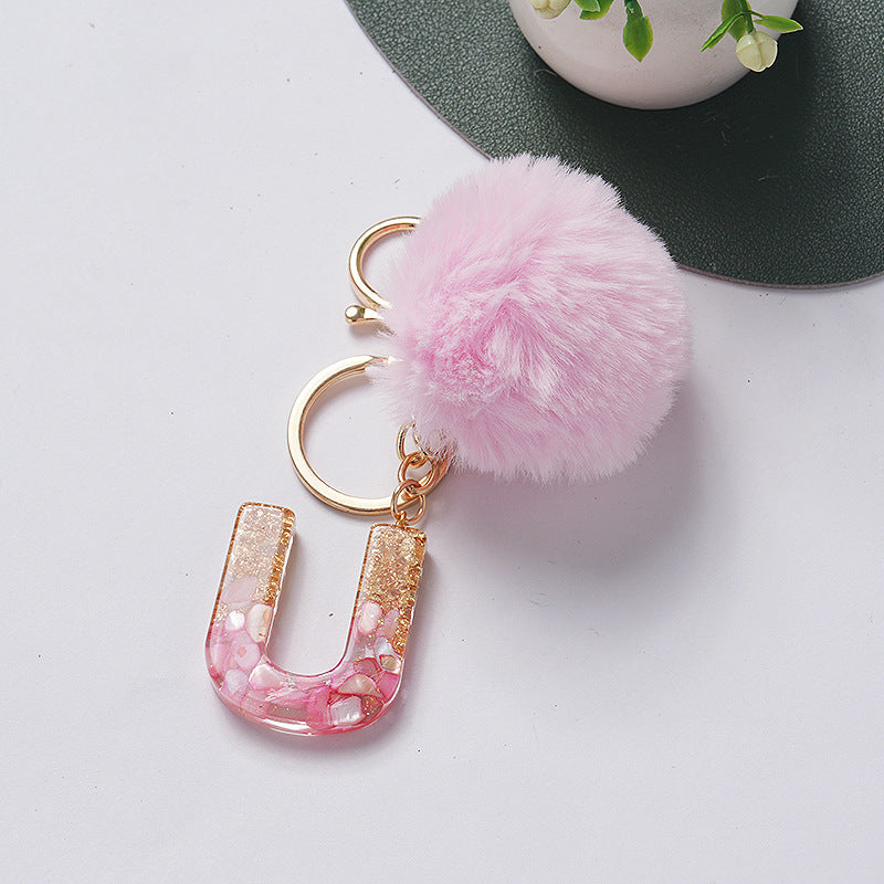 Hair Ball Pendant 26 English Letters Epoxy Keychain b97a75db ff4d 45ab a6cd 0f1c8ff6450c