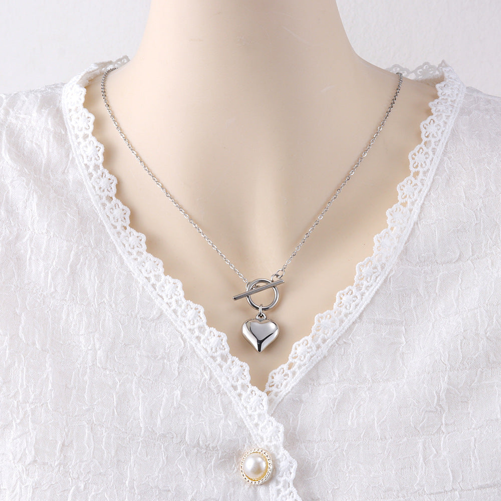 Stainless Steel OT Buckle Heart Necklace Ornament b986904b 15f1 443c b629 08c08edd9c9a