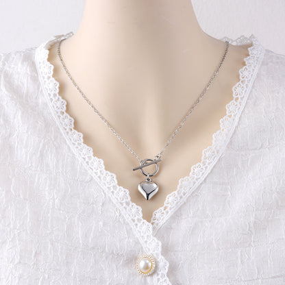 Stainless Steel OT Buckle Heart Necklace Ornament b986904b 15f1 443c b629 08c08edd9c9a