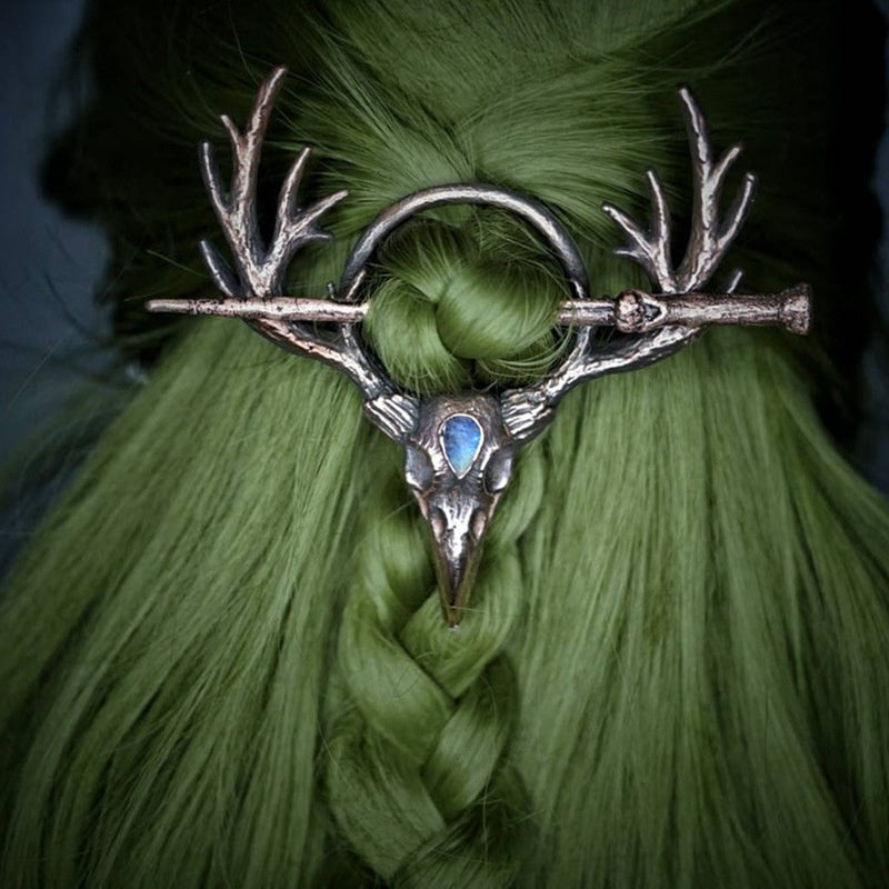 Gothic Retro Crow Skeleton Moonlight Stone Deer Horn Women's Hairpin b9903853 8ceb 4777 8f47 7c9a3be2a940