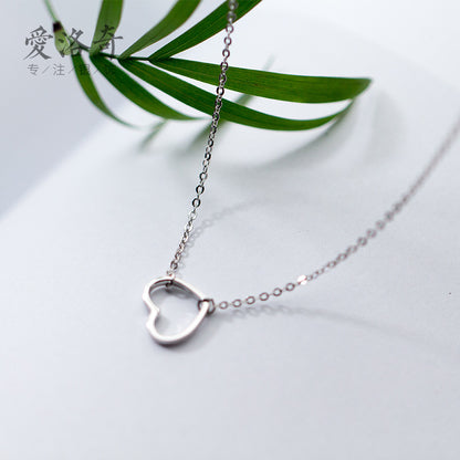 S925 Silver Women's Fashion Sweet Simple Hollow Heart Necklace b9a5d6a0 4d50 410f a17b 7a40e6dffd39
