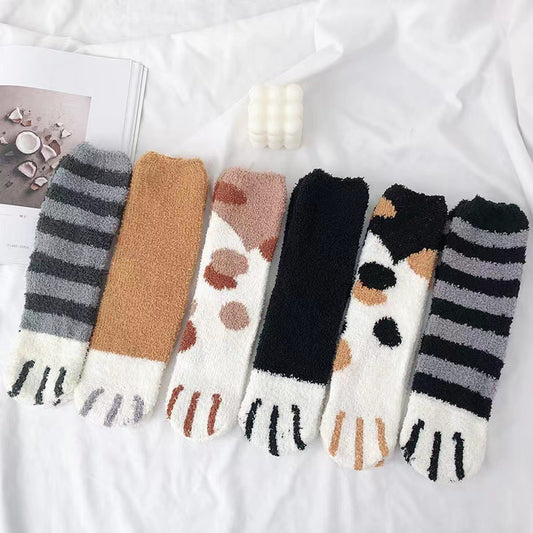 Coral Fleece Socks Women's Mid-calf Length Winter Thickened Fleece Warm Cat's Paw Socks b9c2d53f 26ea 4d81 910b 65c810c61eea