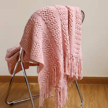 Sofa Blanket Bed Runner Solid Color Office Blanket Knitted Small Blanket Decoration B & B Bed Blanket b9cdb0f9 d7a6 4139 9a64