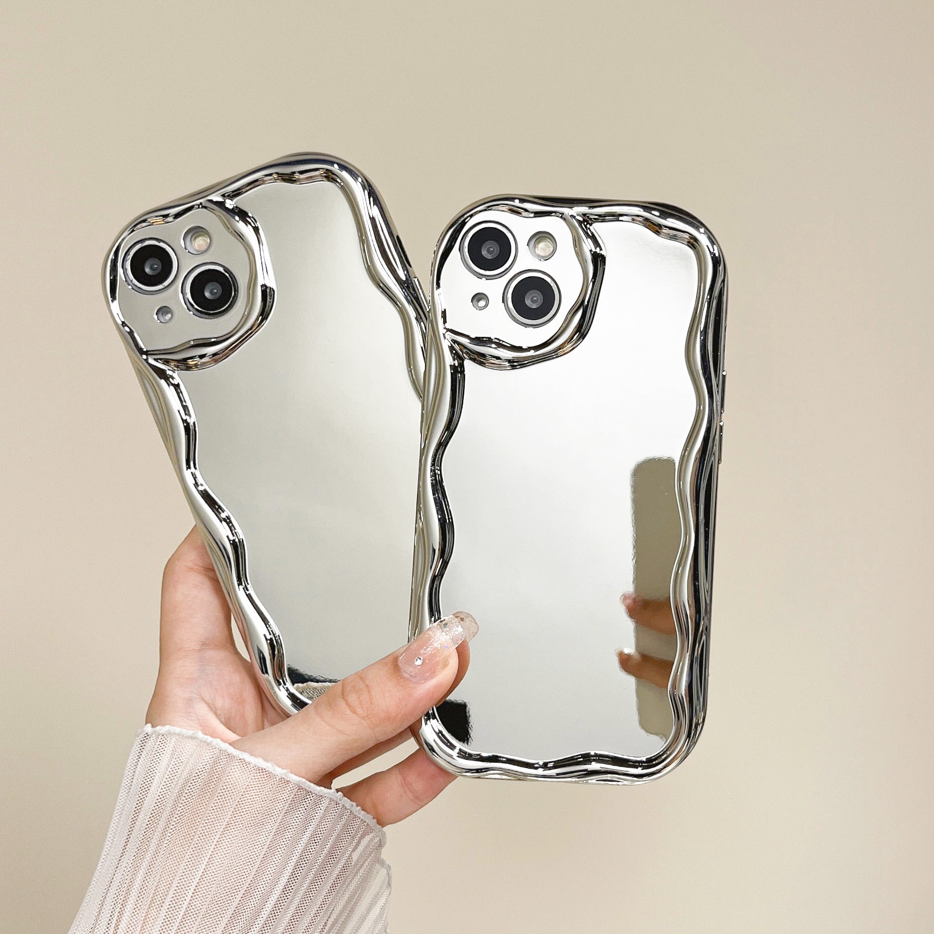 Silver Electroplated Cream Grain Phone Case b9d35120 f303 452c b445 0e88491965af