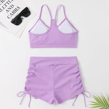 Women's Pure Color Bikini High Waist Split Swimsuit b9e4b804 bd26 425a 8790 fe7d97e57b5f