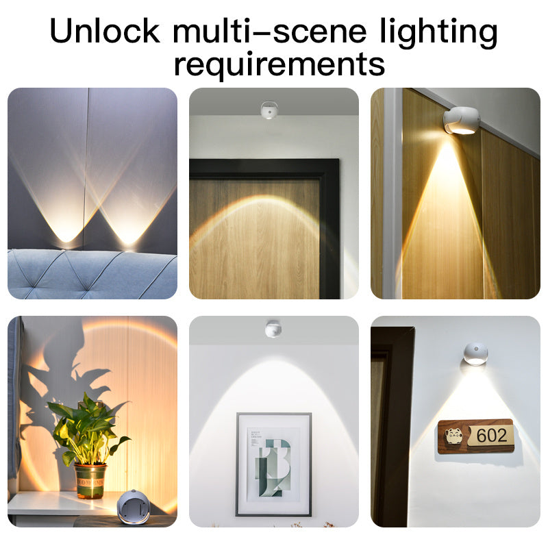 Adjustable Angle Human Sensing Light, Wireless Sunset Light, Indoor Spotlight, Corridor, Living Room Wall Light, Rechargeable