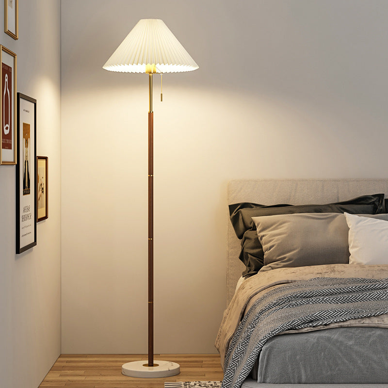 Retro Light Luxury Wood Grain Simple Pleated Floor Lamp Bedroom Bedside Sofa Study Floor Lamp ba221ce4 6e7e 479b b849 806ea31