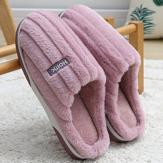Home Cotton Slippers Women's Winter Plus Size Striped Plush Indoor ba287d06 b762 4a30 8094 8603d56604b1