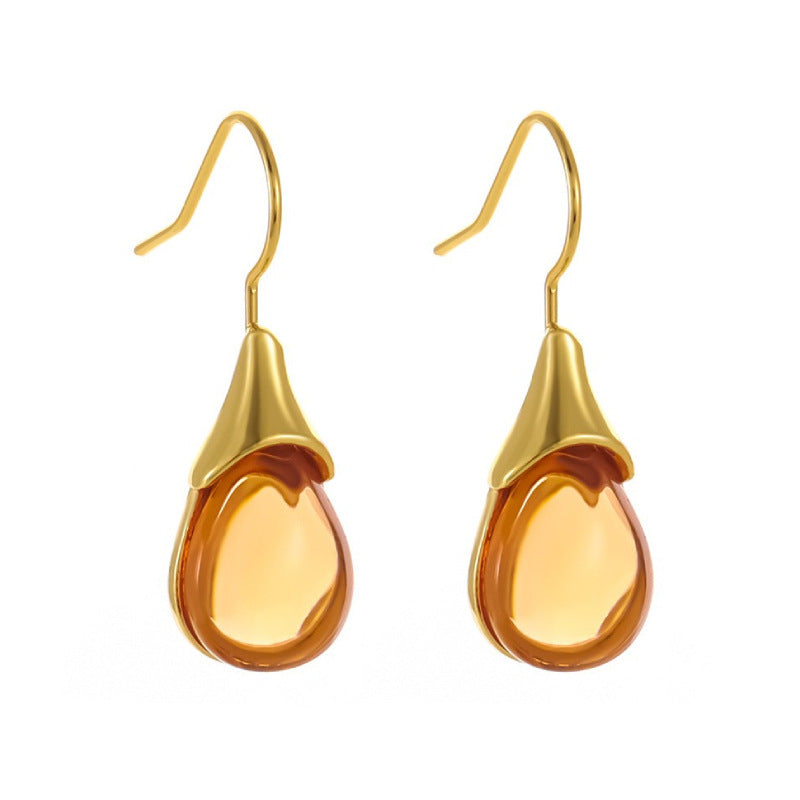 Drop-shaped Inlaid Cat's Eye Earrings Four-color Simple ba29dcef 4b84 46ba b462 576a5a0d8424