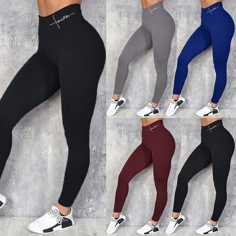 Waist Letter Printed Leggings Hip Lifting Stretch ba3b21d7 cbd5 4279 92cc f40092ed496a