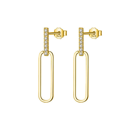 S925 Silver Geometric Hollow Line Diamond Oval Earrings Women ba531852 1376 42c9 9682 a9797a804bc2