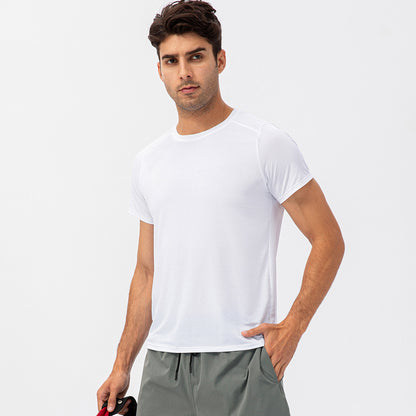 Men's Loose Running Quick Drying Clothes Round Neck T-shirt Sweat-absorbent Breathable Fitness Sports Casual Short Sleeve Clo