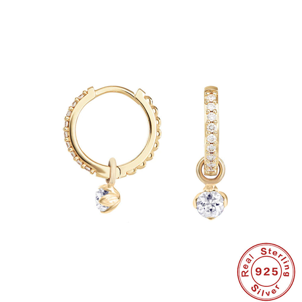 S925 Sterling Silver Personality Trend 9 Tablets Zircon Earrings ba97d84c fae1 484b 8896 e513ae0b1c40
