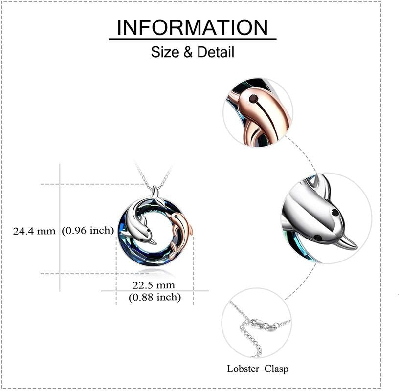 Colorful Circle Crystal Dolphin Pendant Necklace ba98c2d6 4215 410e 81b1 8907c7785e45