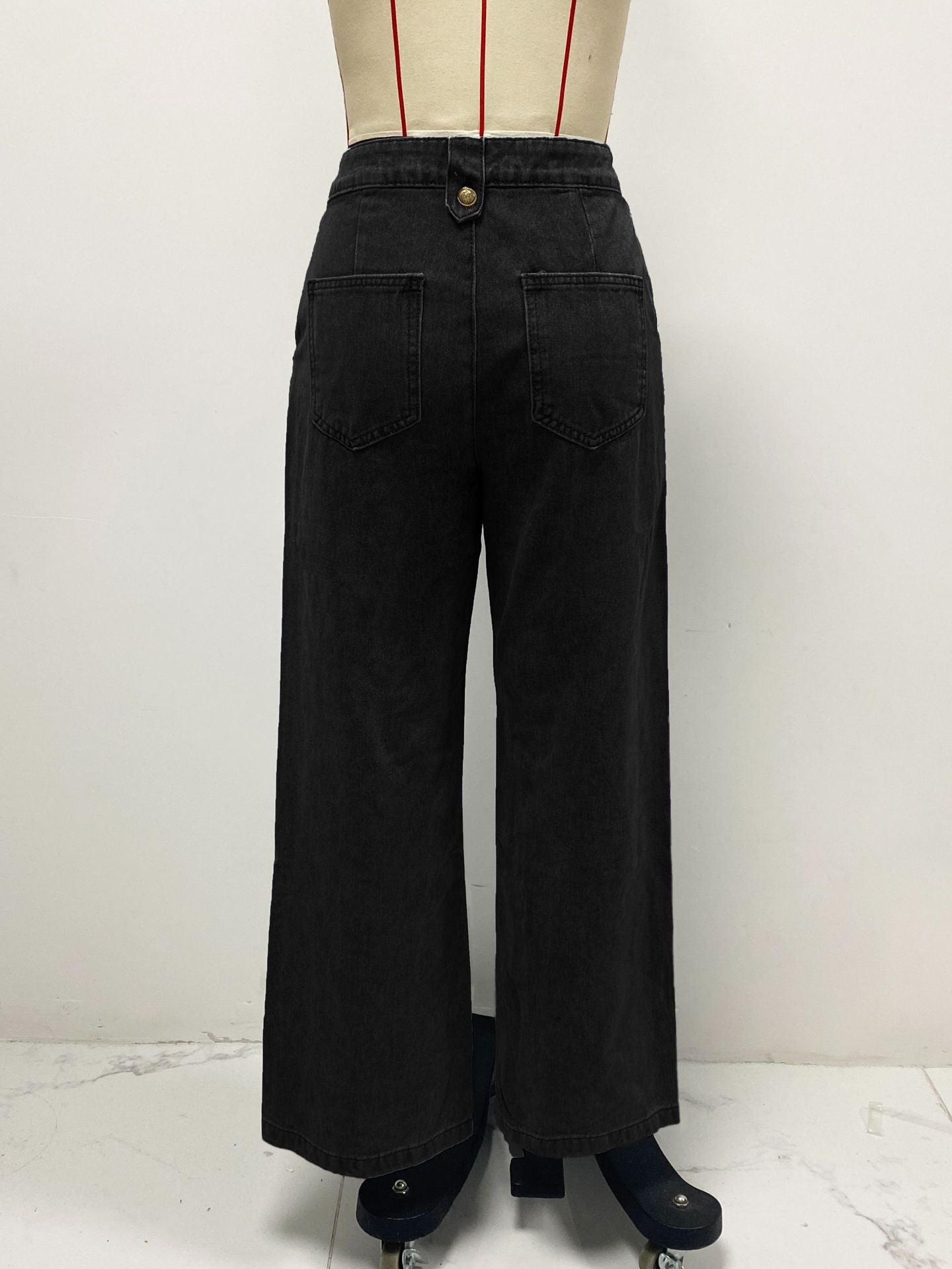 Fashion Sleeveless Denim Suit Wide Leg Pants